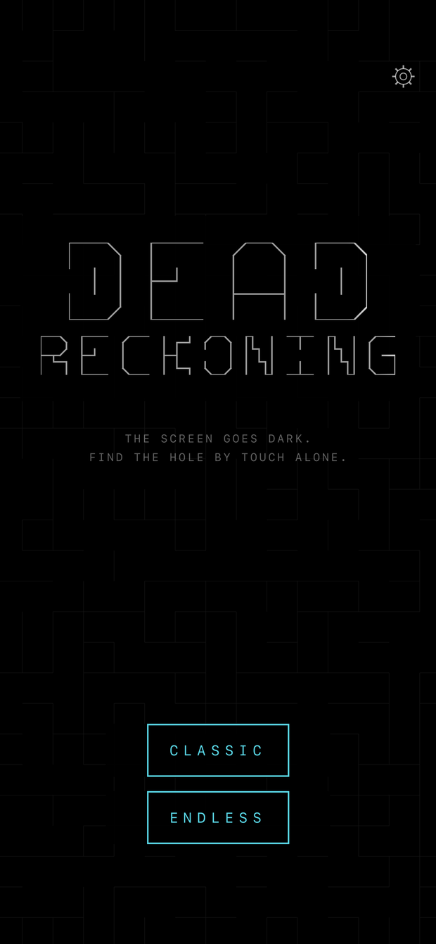 Home screen: the Dead Reckoning title drawn as maze walls, with Classic and Endless